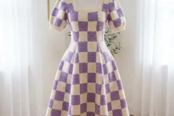 Lavender Checkered Crochet Dress Free Crochet Pattern