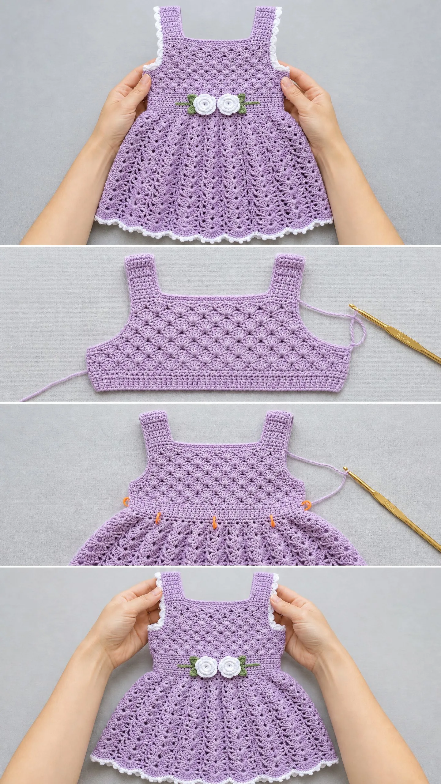 Lavender Rose Baby Dress Free Crochet Pattern