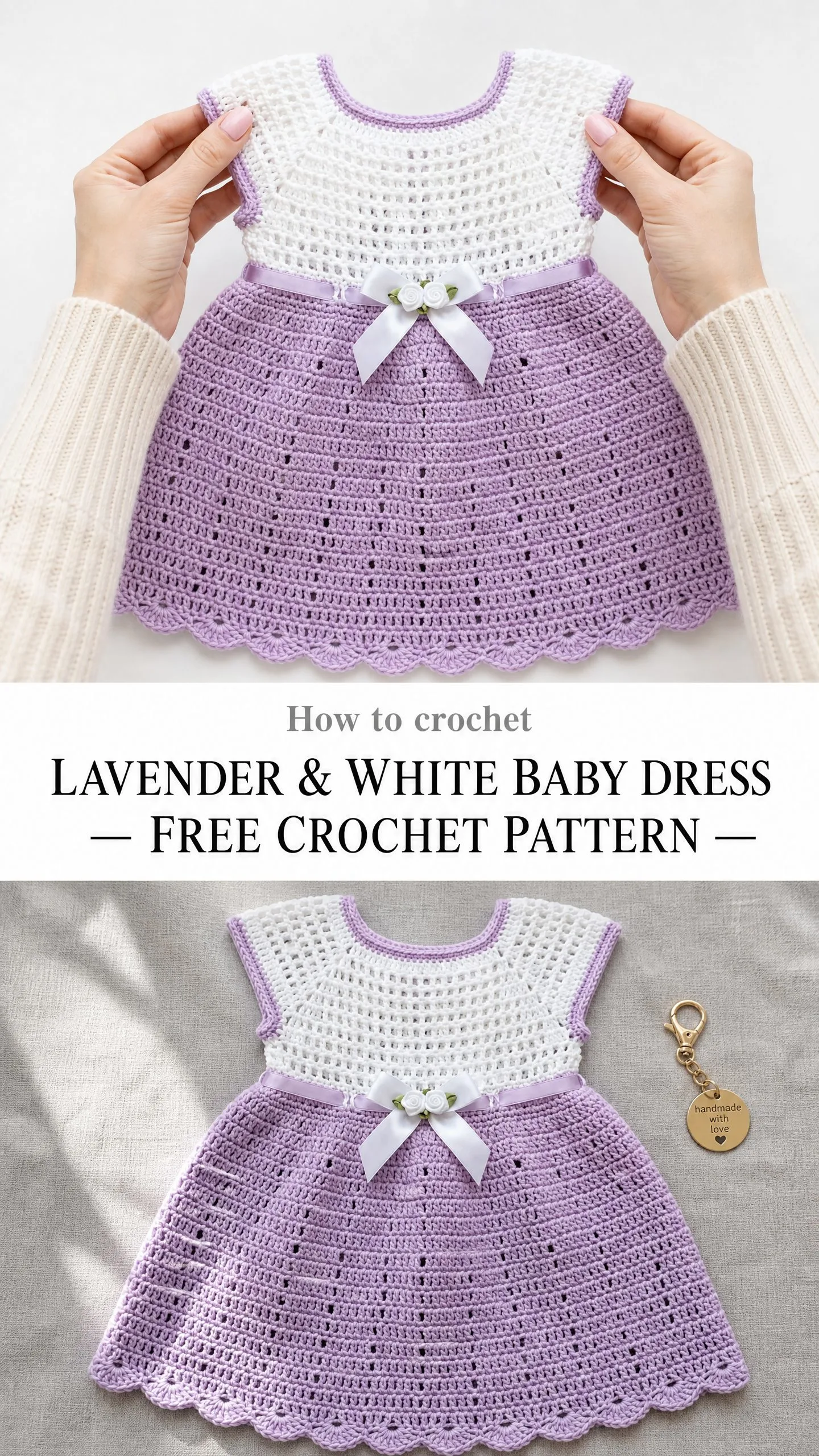 Lavender & White Baby Dress Free Crochet Pattern