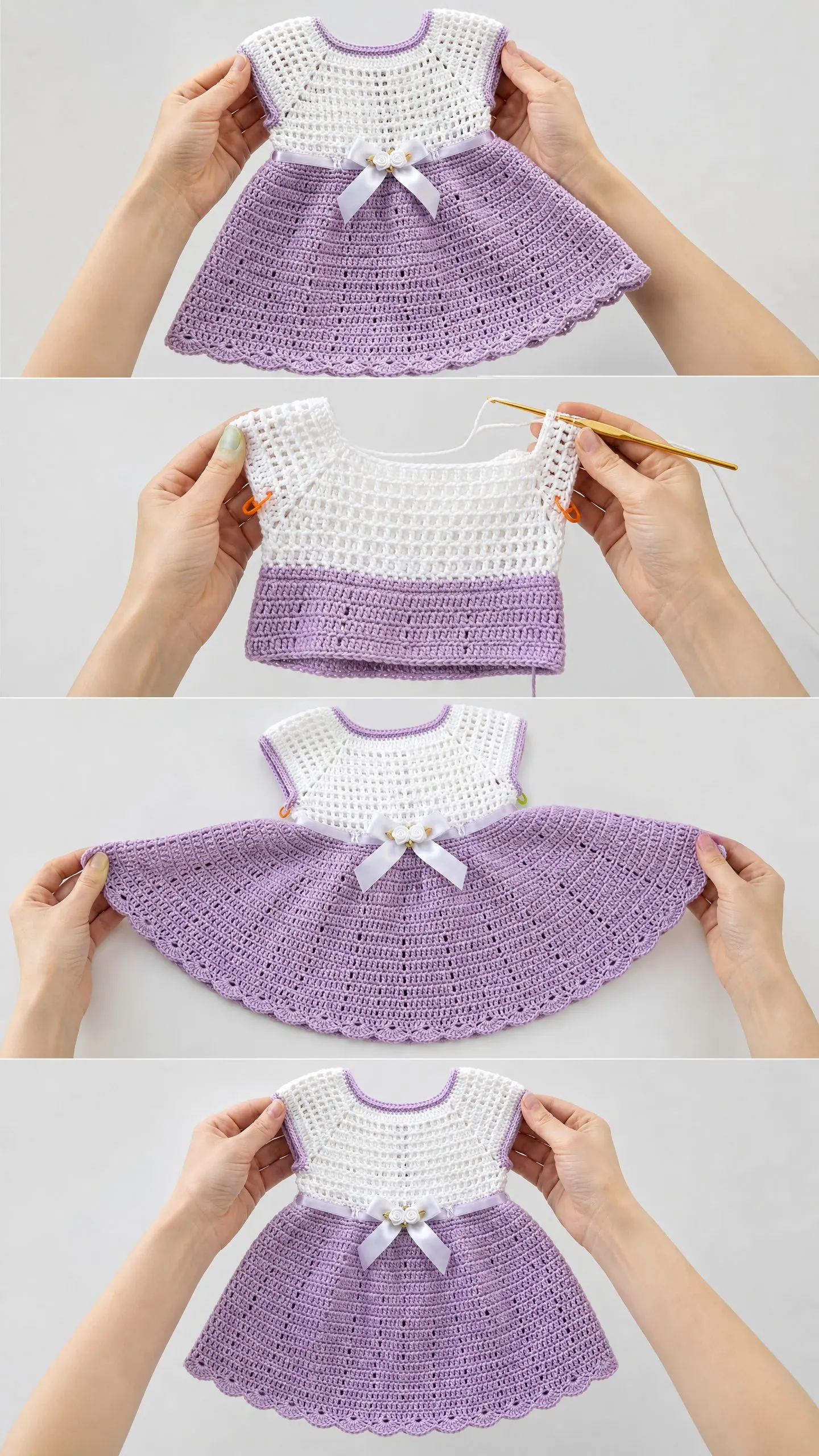 Lavender & White Baby Dress Free Crochet Pattern