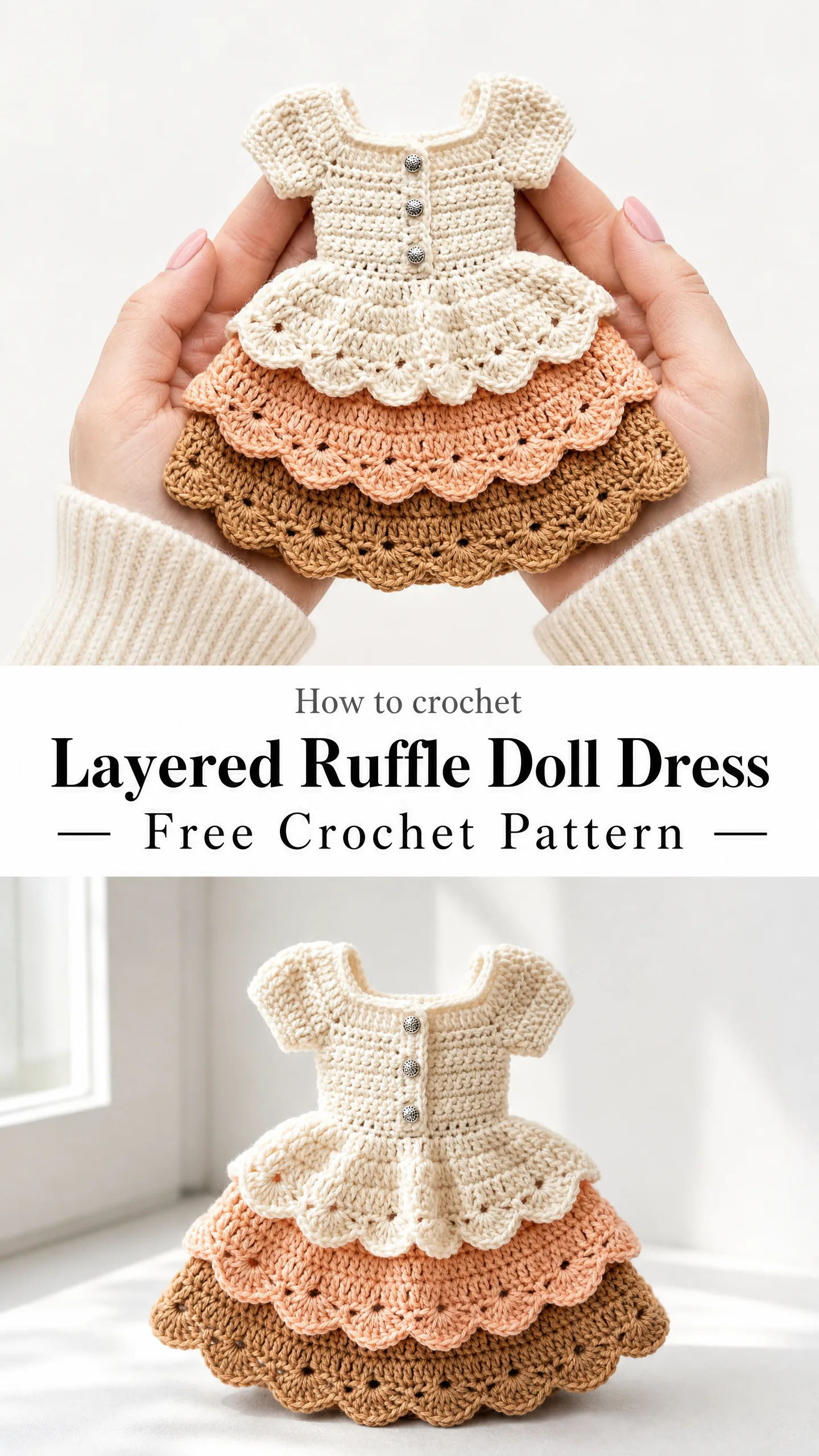 Layered Ruffle Doll Dress Free Crochet Pattern
