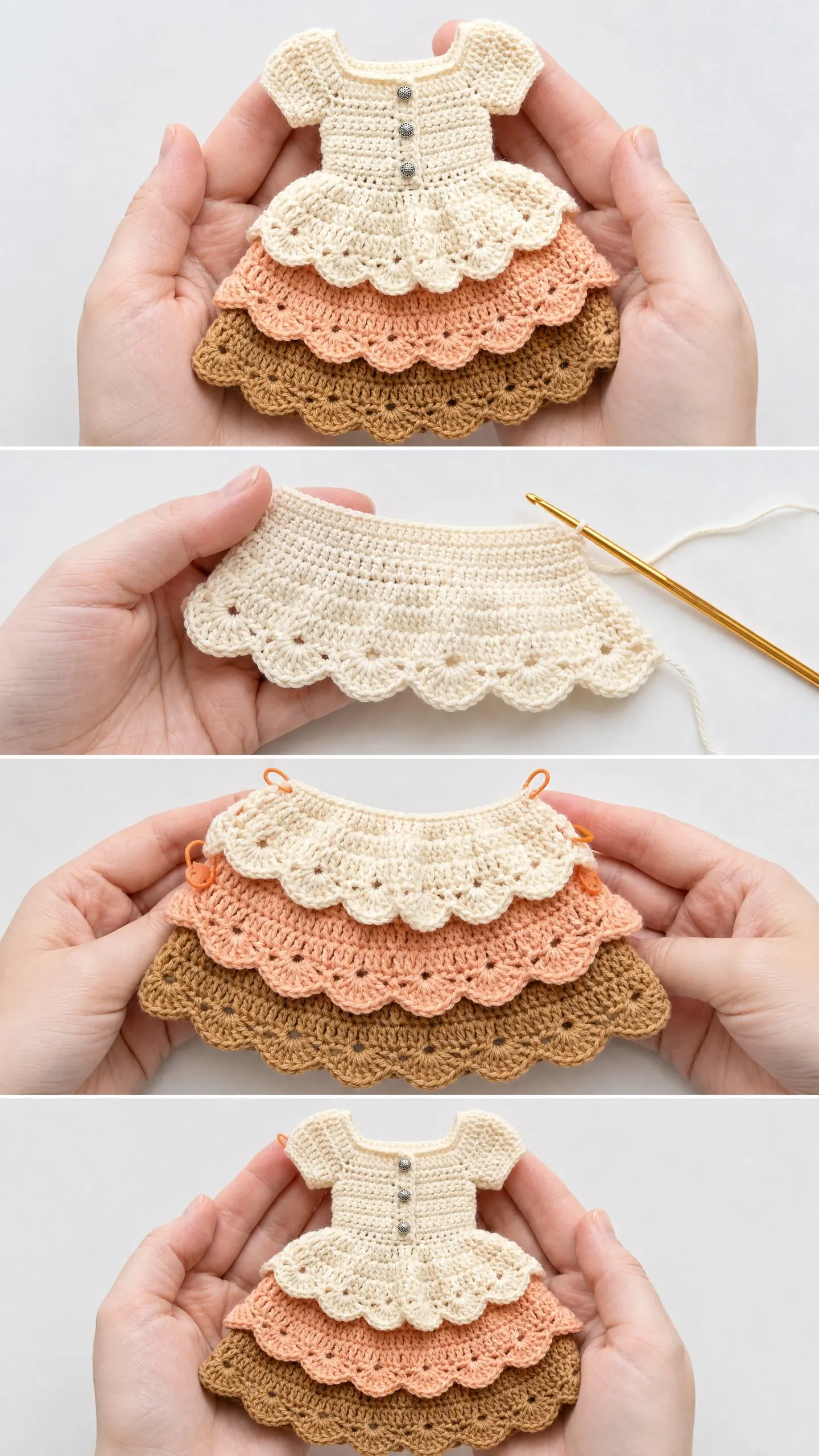 Layered Ruffle Doll Dress Free Crochet Pattern