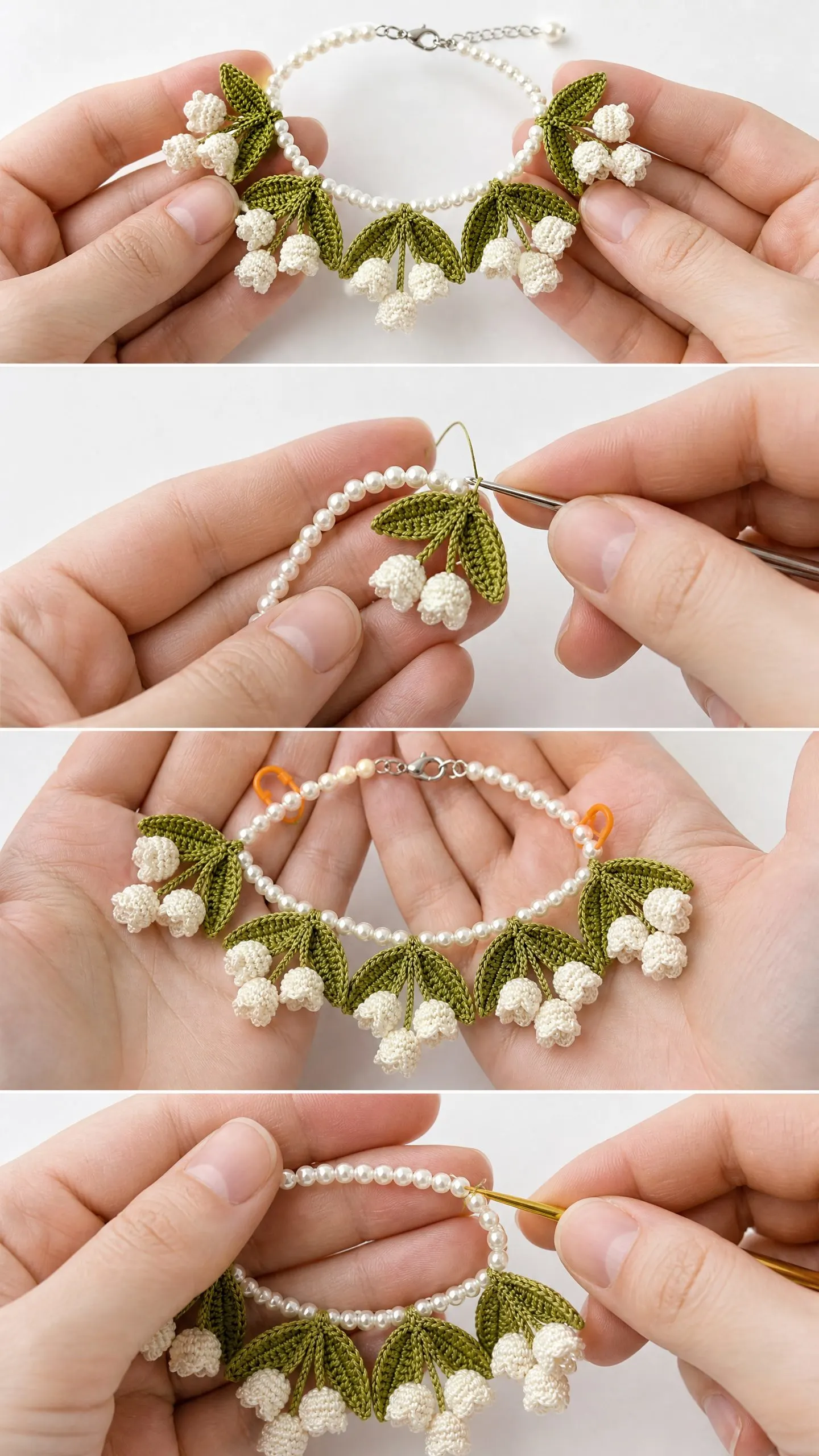 Lily of the Valley Crochet Bracelet Free Pattern