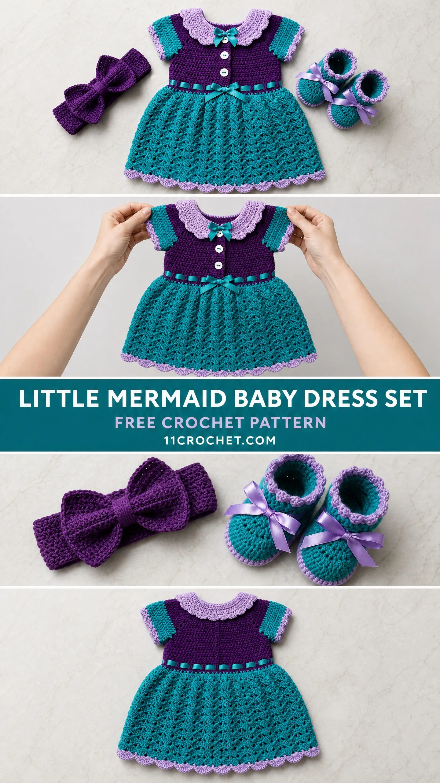 Little Mermaid Baby Dress Set Free Crochet Pattern