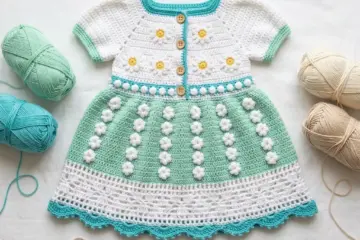 Mint Daisy Baby Dress Free Crochet Pattern