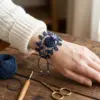 Navy Rose Vine Bracelet Free Crochet Pattern