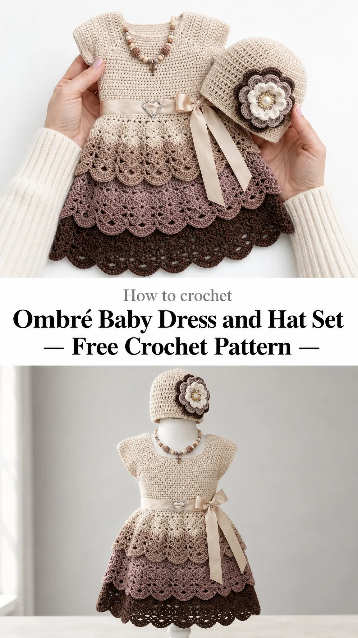 Ombré Baby Dress and Hat Set Free Crochet Pattern
