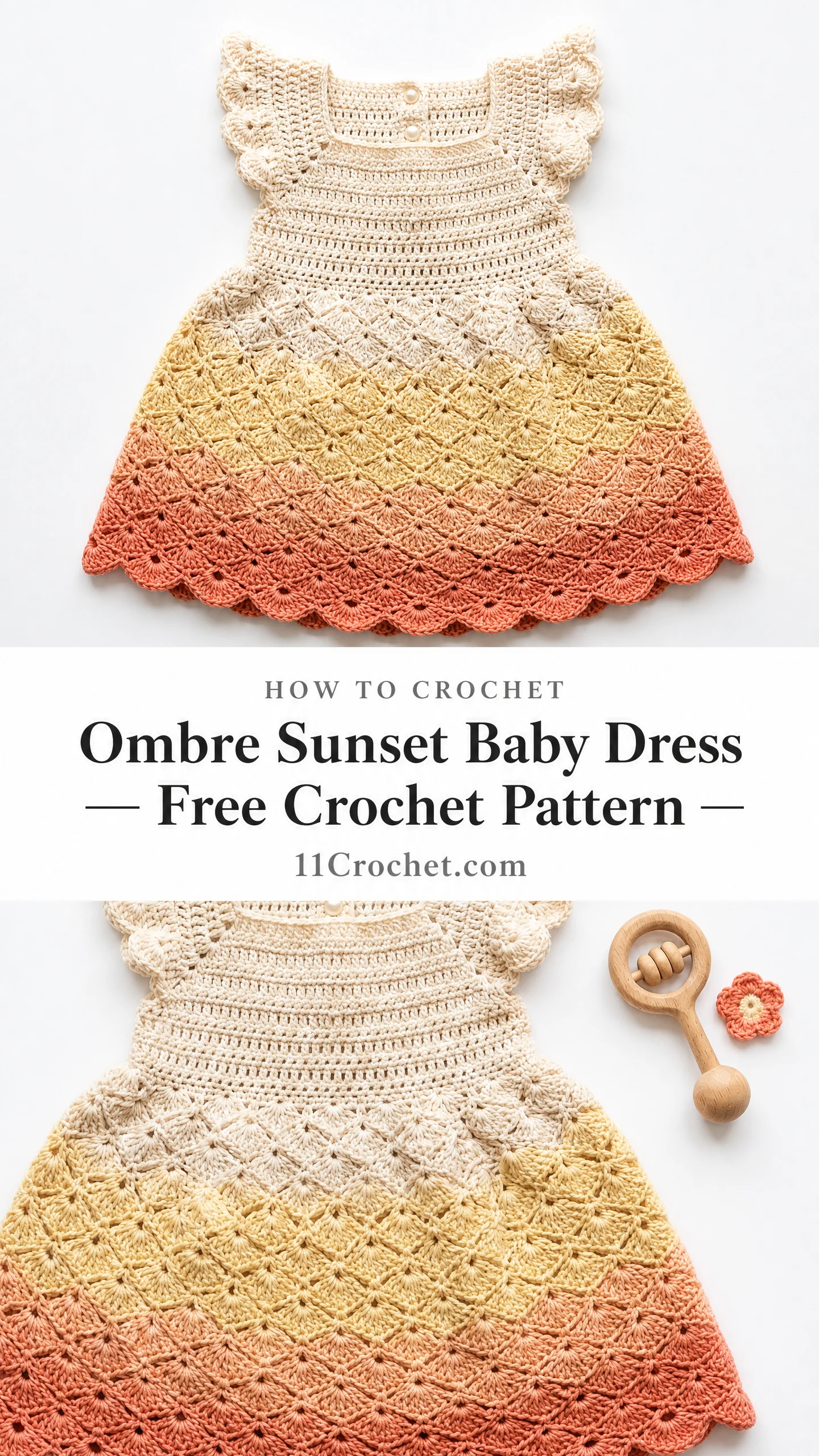 Ombre Sunset Baby Dress Free Crochet Pattern