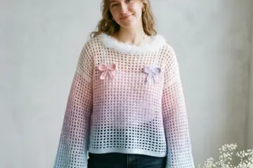 Pastel Ombre Bow Sweater Free Crochet Pattern