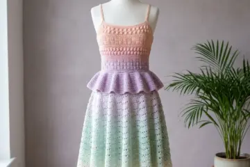 Pastel Ombre Peplum Dress Free Crochet Pattern