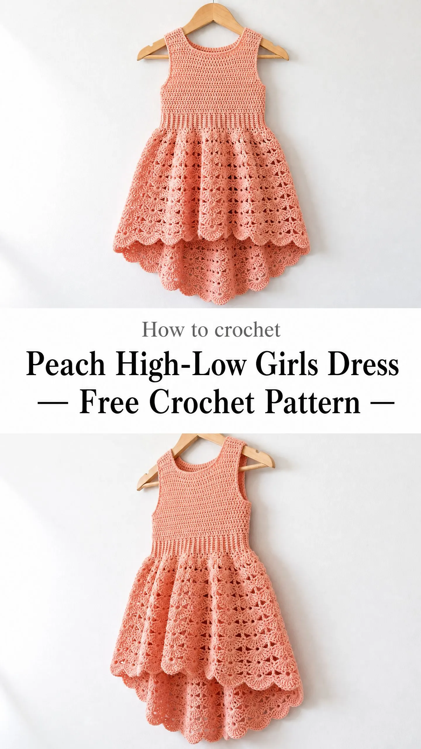 Peach High-Low Girls Dress Free Crochet Pattern