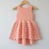 Peach High-Low Girls Dress Free Crochet Pattern