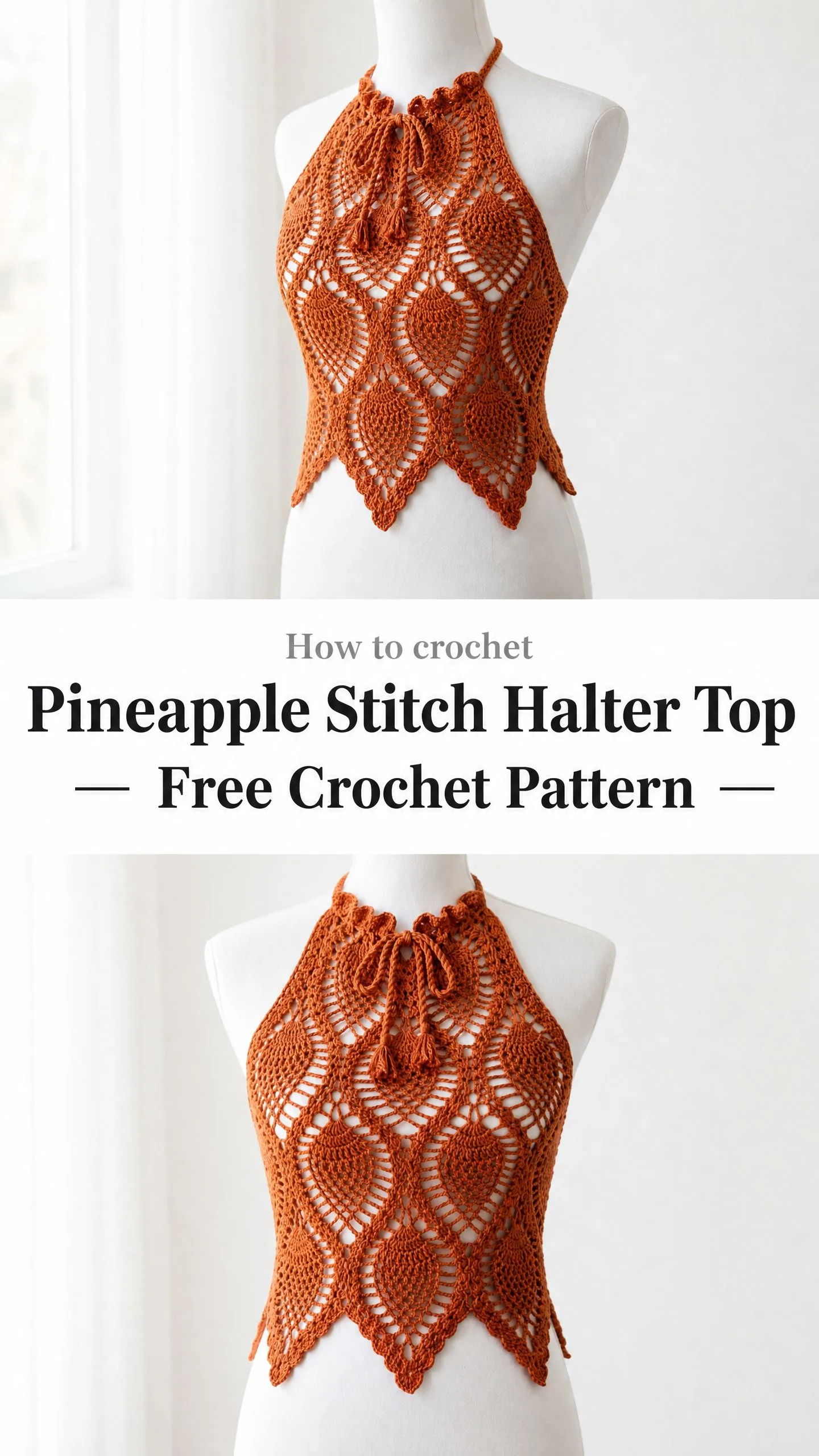 Pineapple Stitch Halter Top Free Crochet Pattern