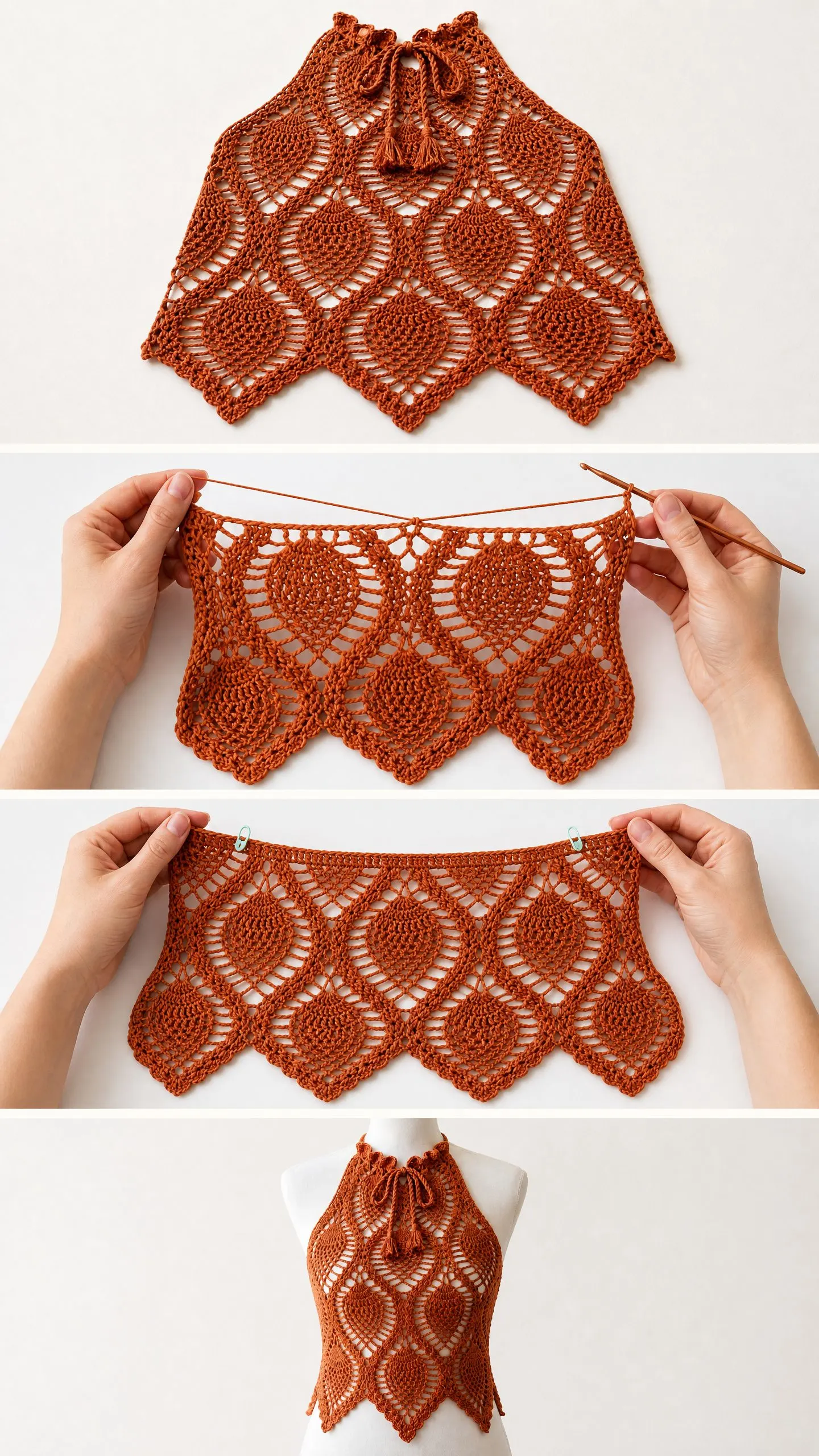 Pineapple Stitch Halter Top Free Crochet Pattern