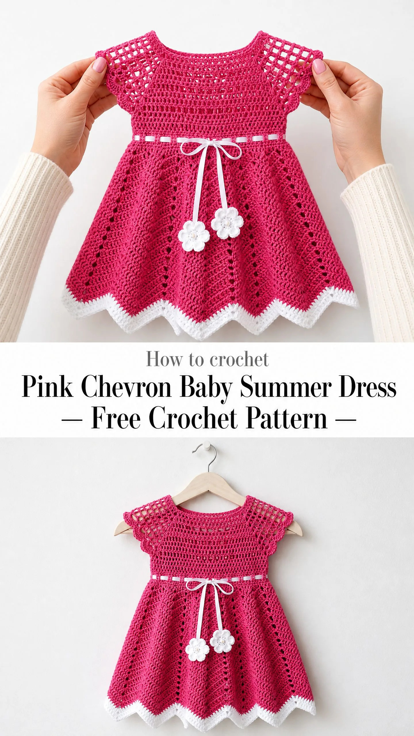 Pink Chevron Baby Summer Dress Free Crochet Pattern