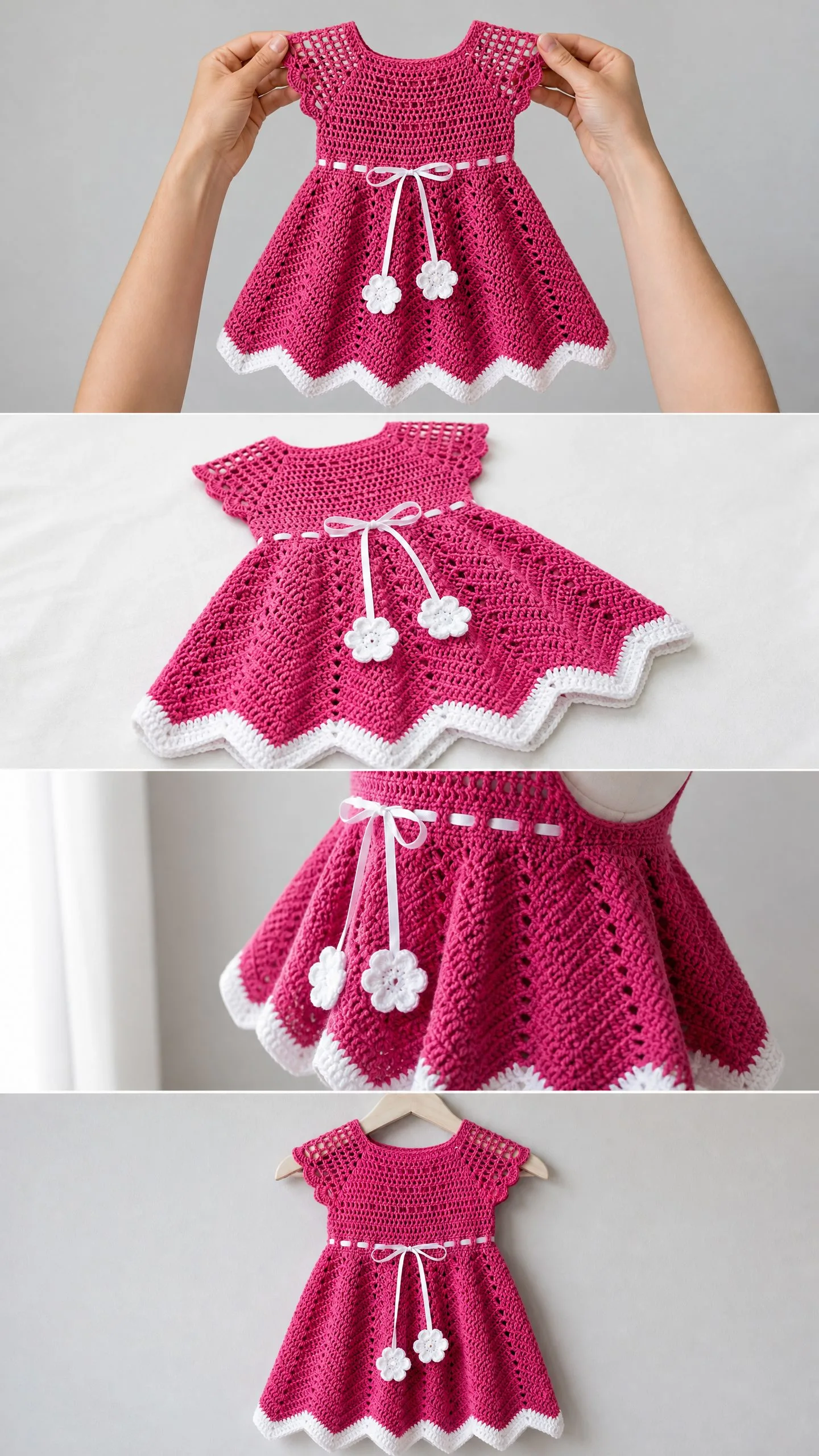 Pink Chevron Baby Summer Dress Free Crochet Pattern