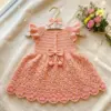 Pink Flutter Sleeve Baby Dress Free Crochet Pattern