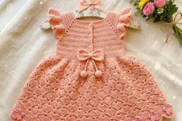 Pink Flutter Sleeve Baby Dress Free Crochet Pattern
