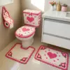 Pink Heart Bathroom Set Free Crochet Pattern