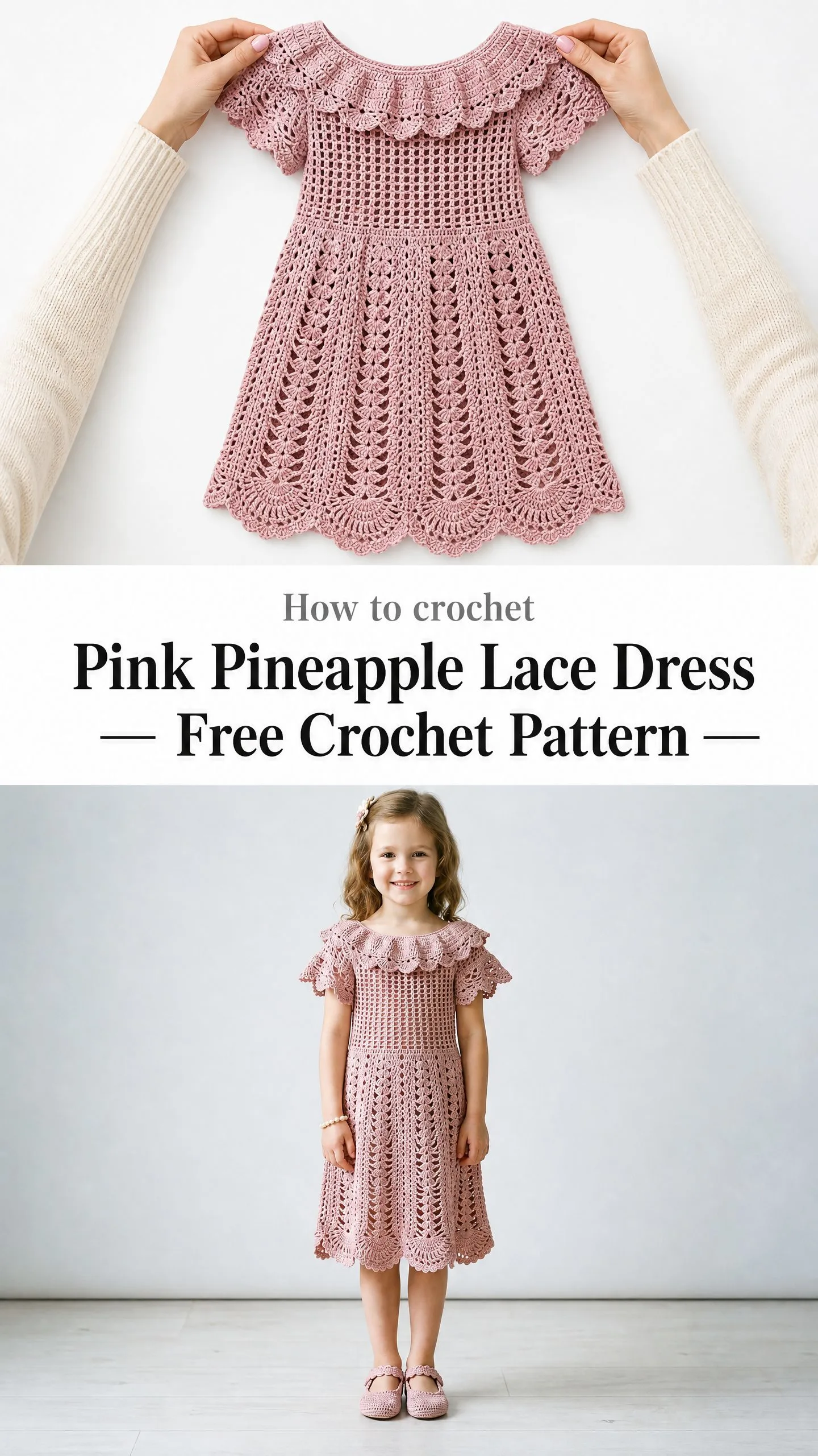 Pink Pineapple Lace Dress Free Crochet Pattern