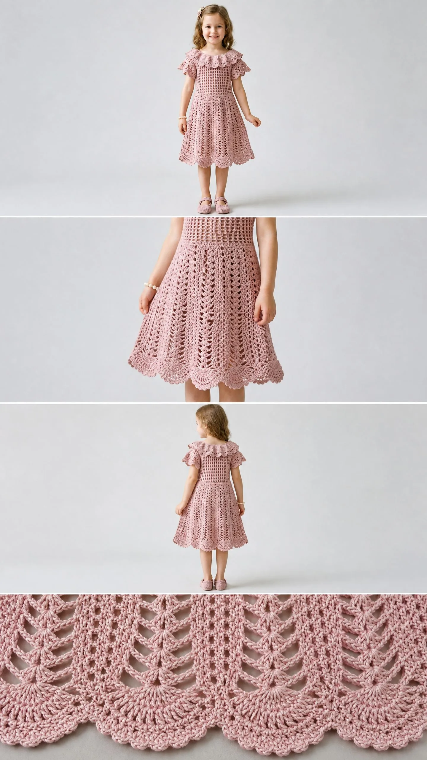 Pink Pineapple Lace Dress Free Crochet Pattern