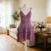 Purple Tiered Ruffle Mini Dress Free Crochet Pattern