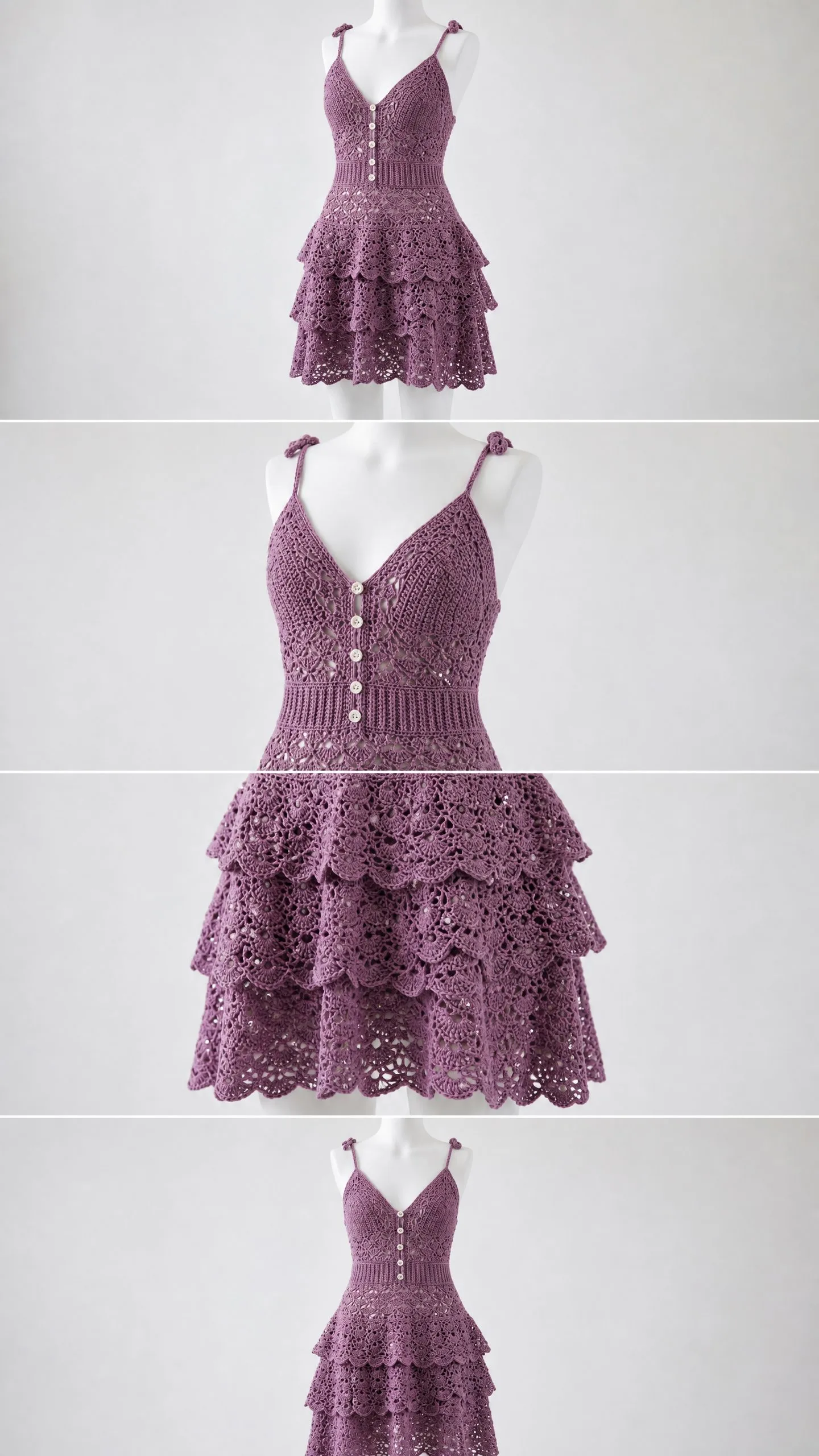 Purple Tiered Ruffle Mini Dress Free Crochet Pattern