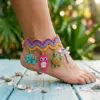 Rainbow Beaded Charm Anklet Free Crochet Pattern