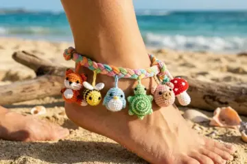 Rainbow Charm Anklet Free Crochet Pattern