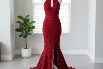 Red Diamond Lattice Mermaid Gown Free Crochet Pattern