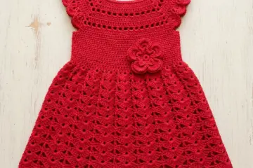 Red Ruffle Sleeve Baby Dress Free Crochet Pattern