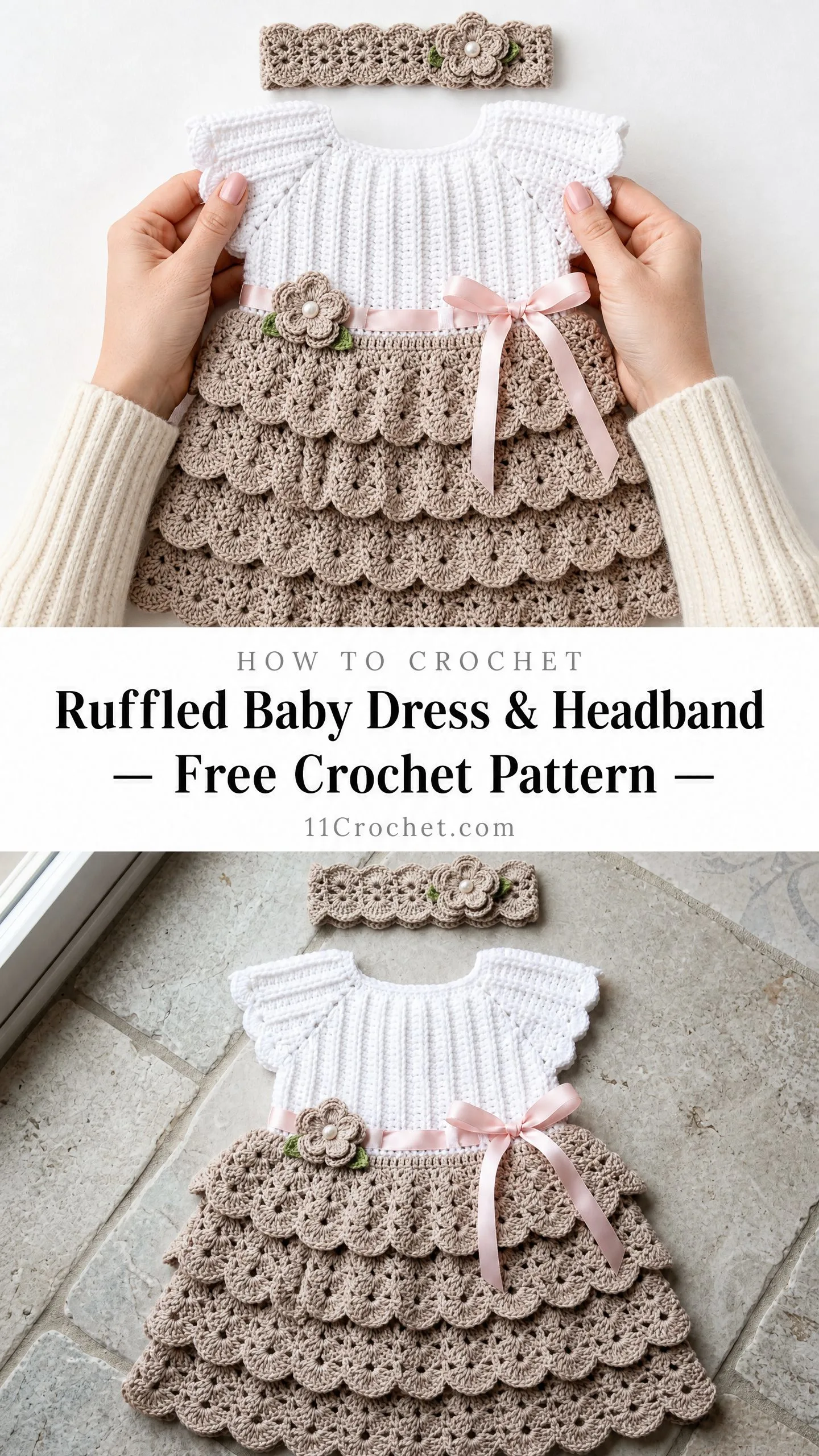 Ruffled Baby Dress & Headband Free Crochet Pattern