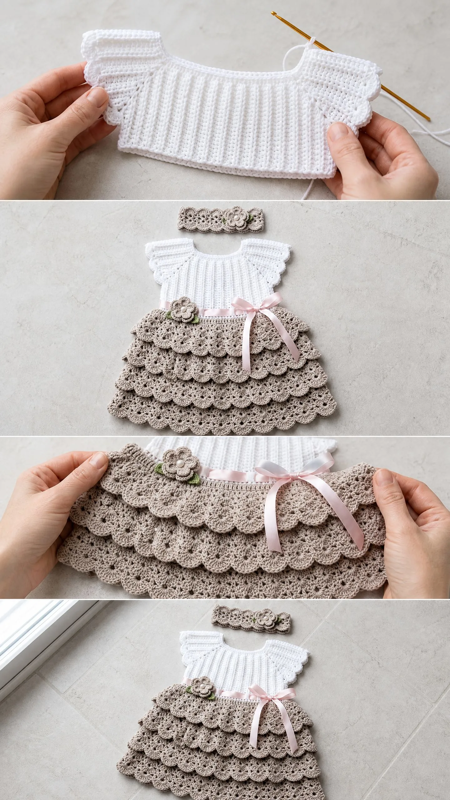 Ruffled Baby Dress & Headband Free Crochet Pattern