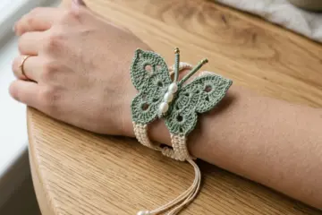 Sage Butterfly Macrame Bracelet Free Crochet Pattern