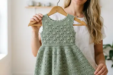 Sage Shell Stitch Baby Dress Free Crochet Pattern