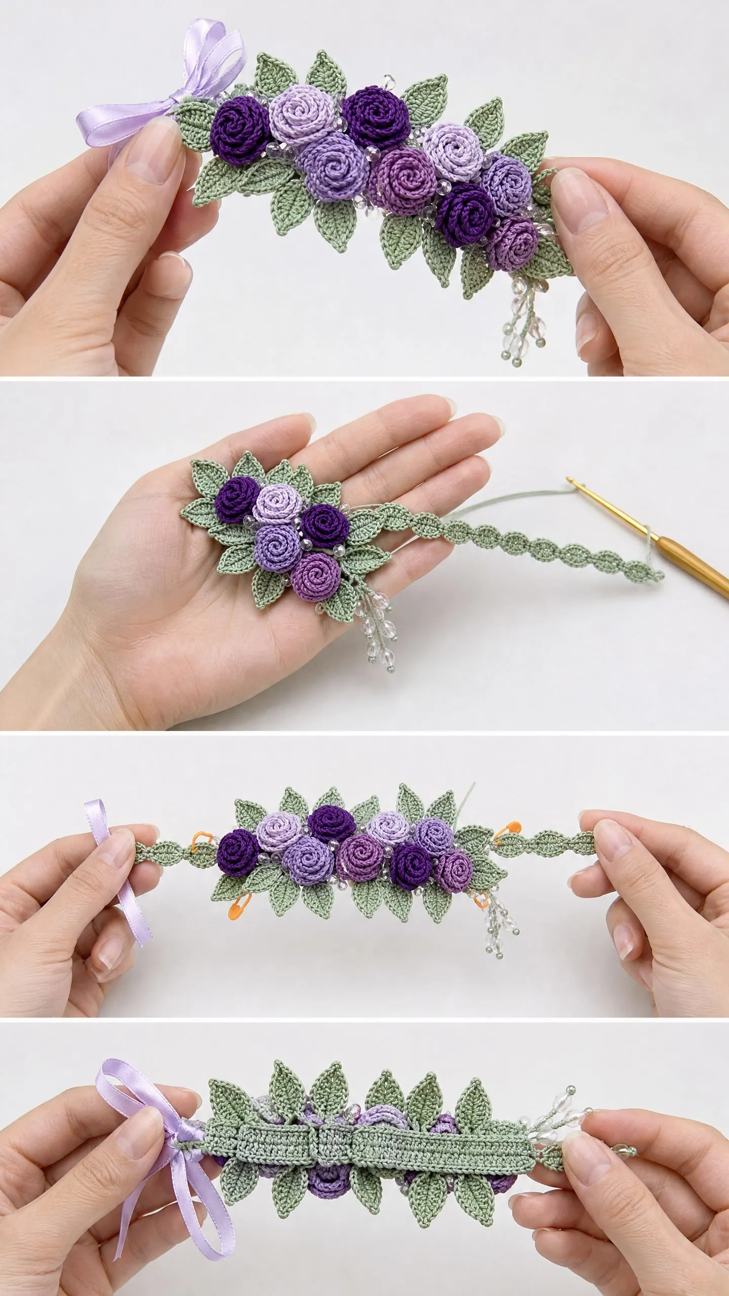 Sakura Rose Crochet Bracelet Free Crochet Pattern