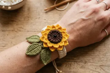 Sunflower Macramé Bracelet Free Crochet Pattern