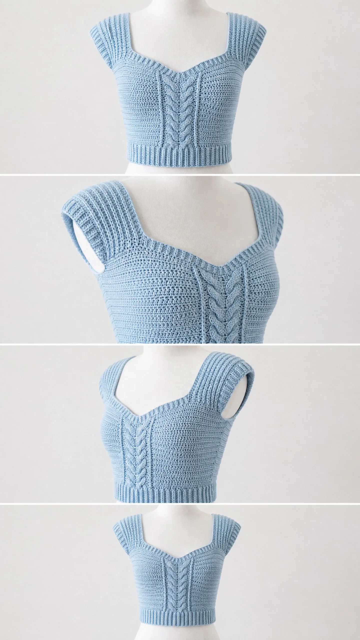 Sweetheart Cable Stitch Crop Top Free Crochet Pattern
