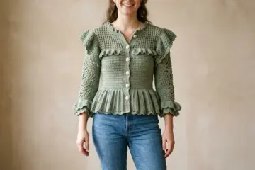 Victorian Ruffle Peplum Cardigan Free Crochet Pattern