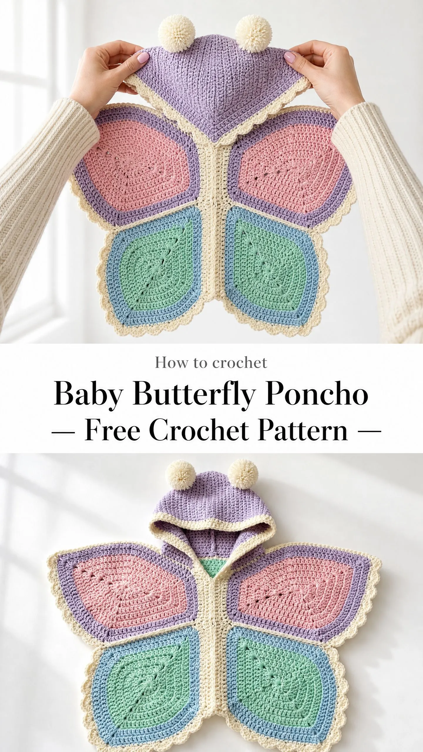 Baby Butterfly Poncho Free Crochet Pattern