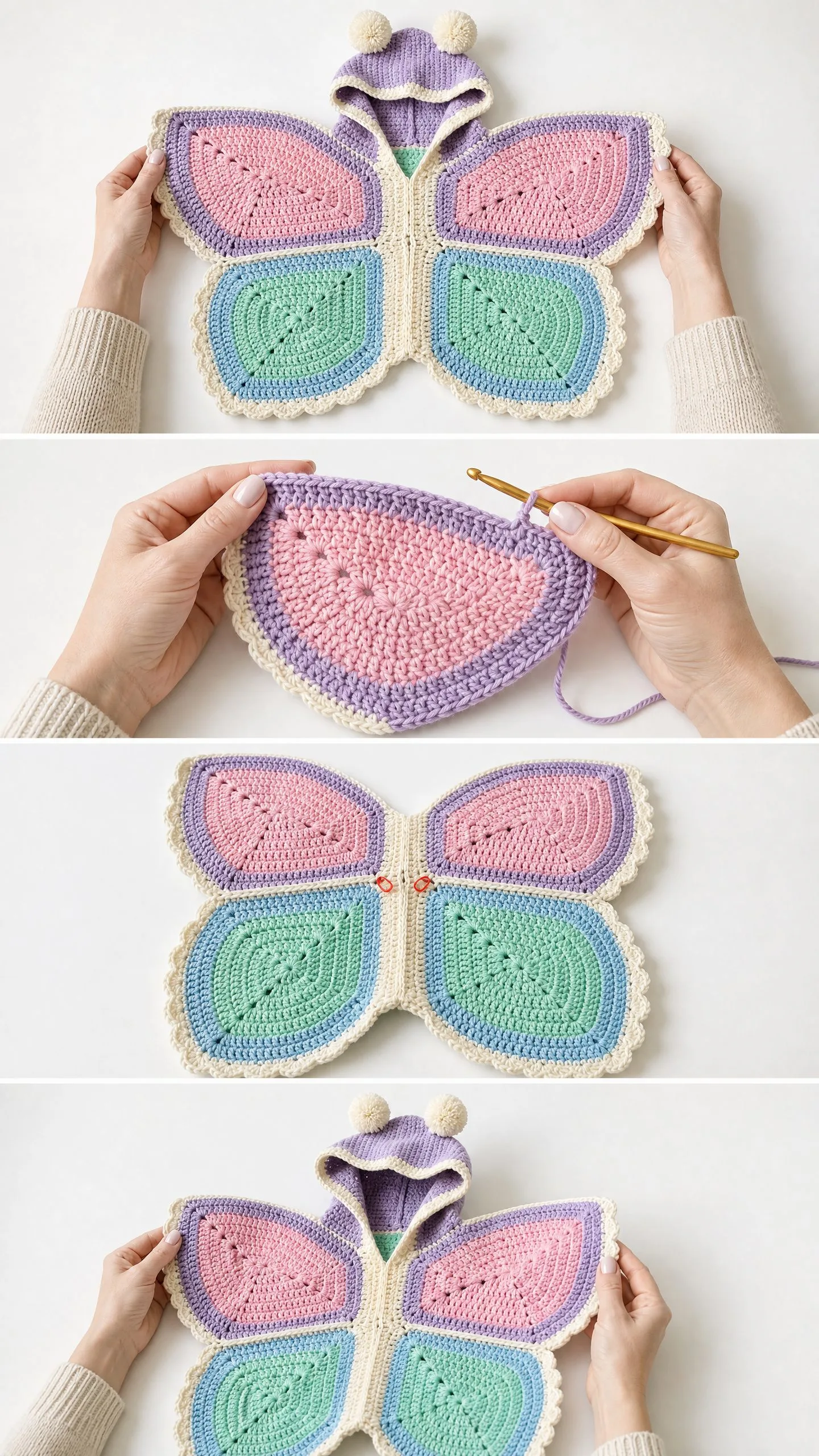 Baby Butterfly Poncho Free Crochet Pattern