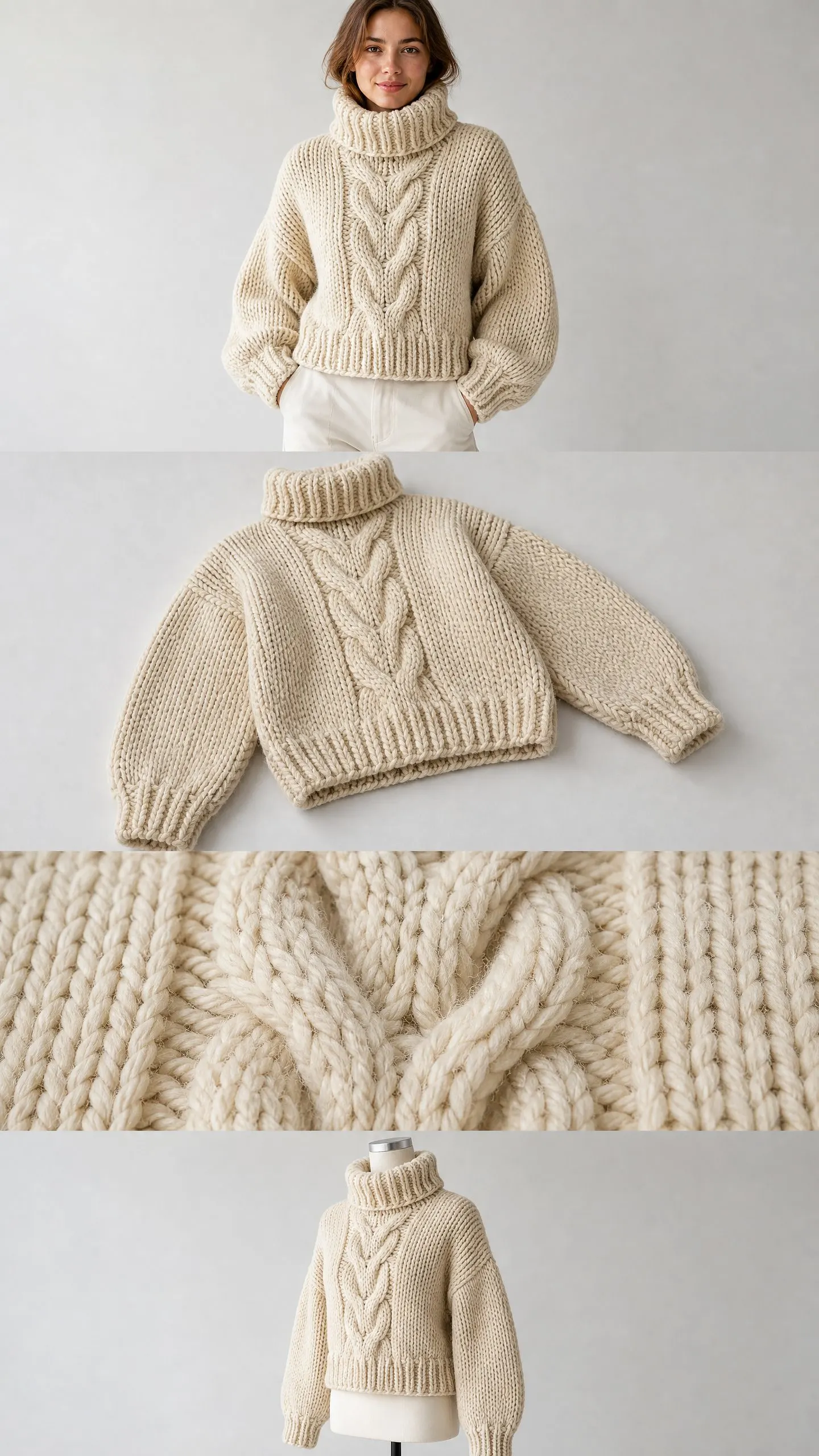 Chunky Cable Turtleneck Sweater Free Crochet Pattern