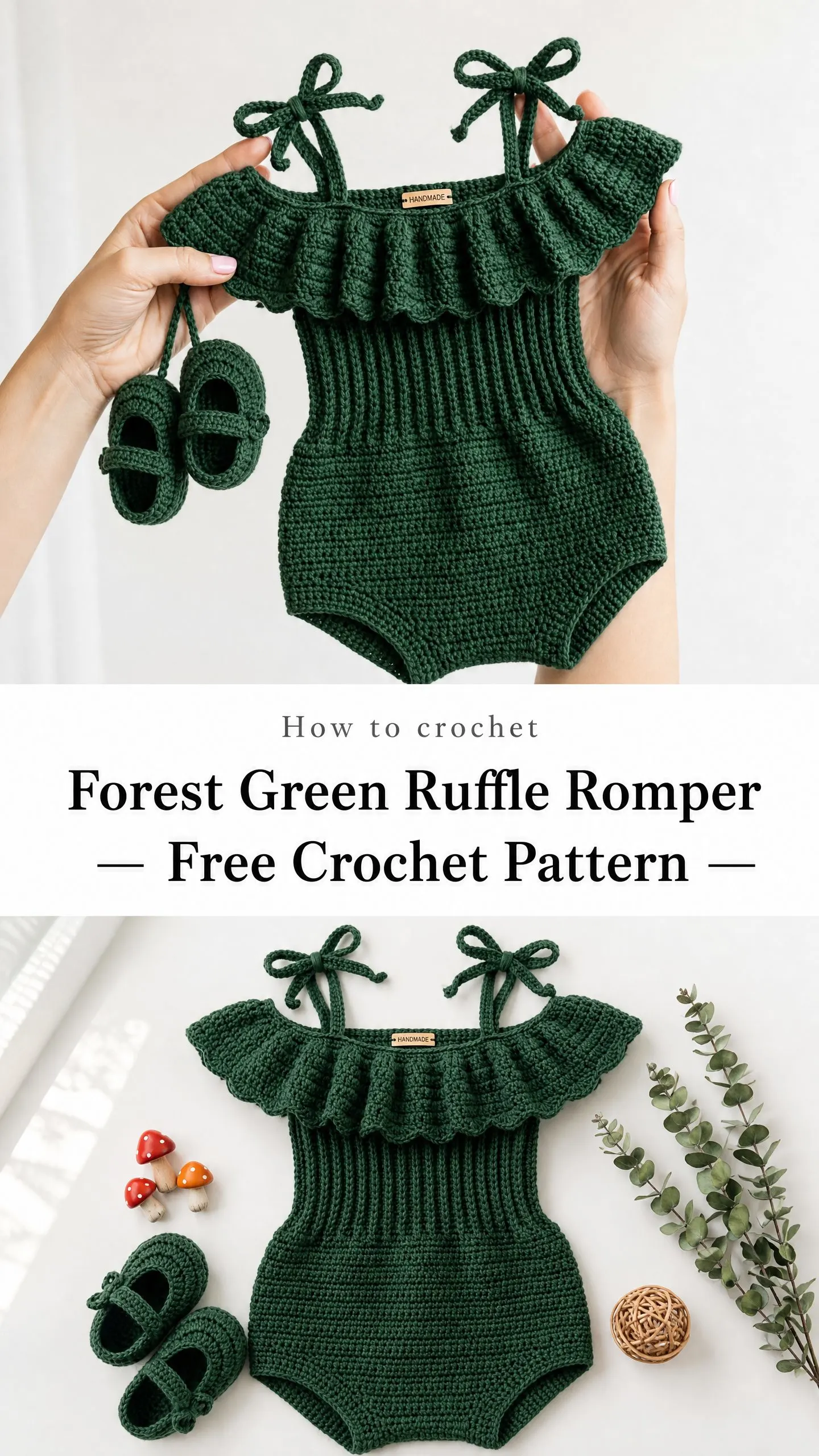 Forest Green Ruffle Romper Free Crochet Pattern
