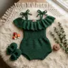 Forest Green Ruffle Romper Free Crochet Pattern