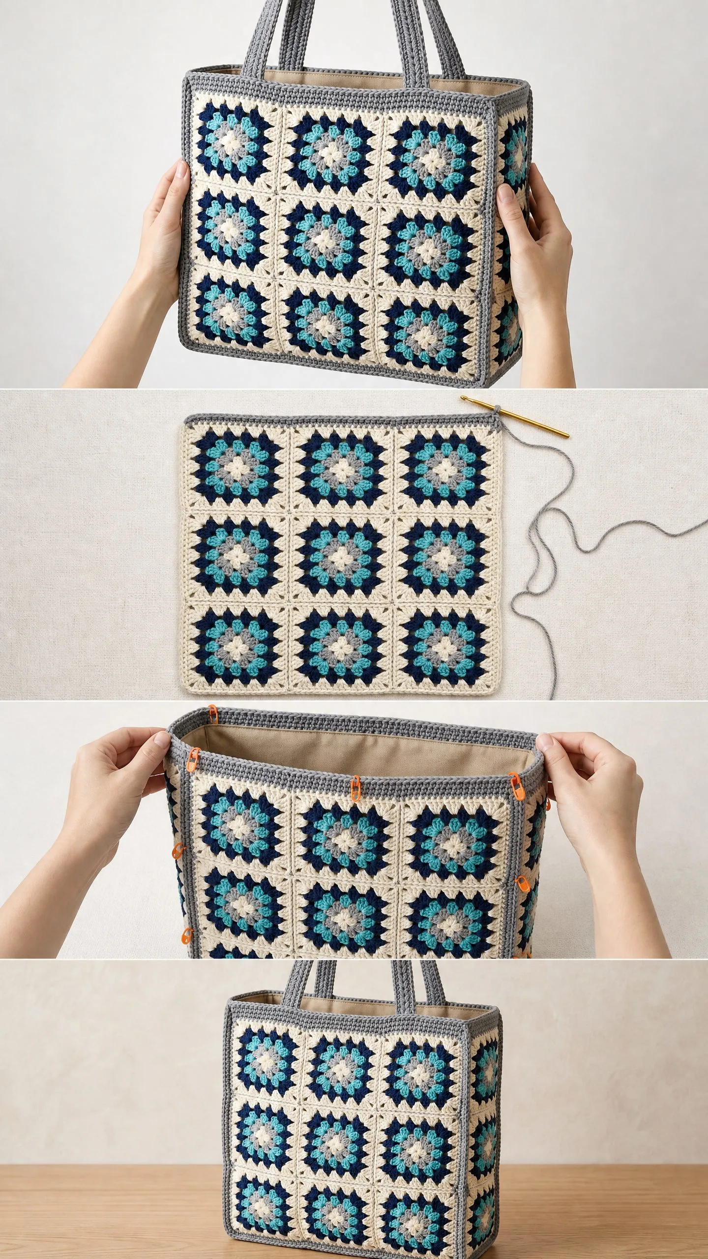 Granny Square Tote Bag Free Crochet Pattern