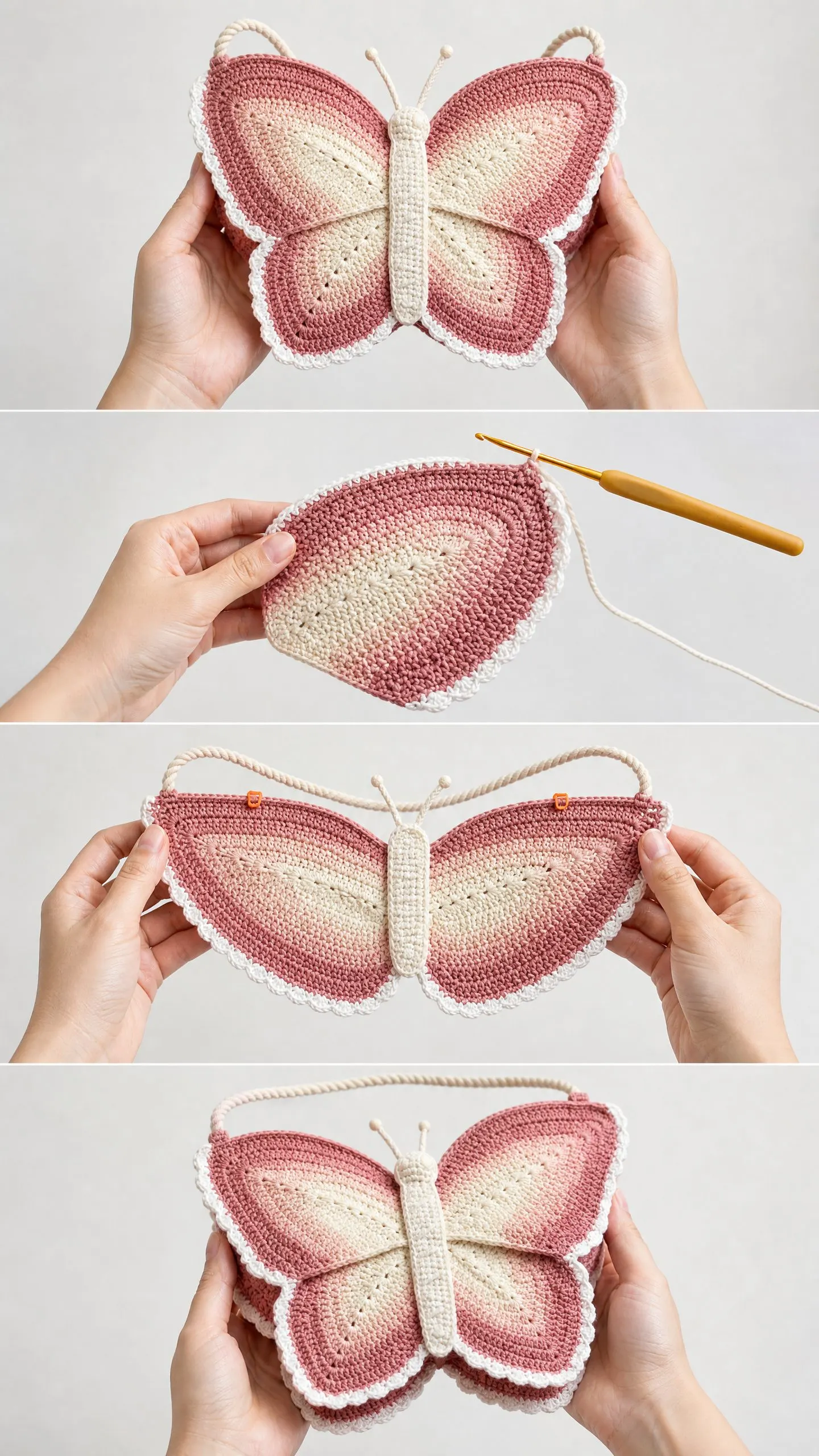 Pink Butterfly Crossbody Bag Free Crochet Pattern