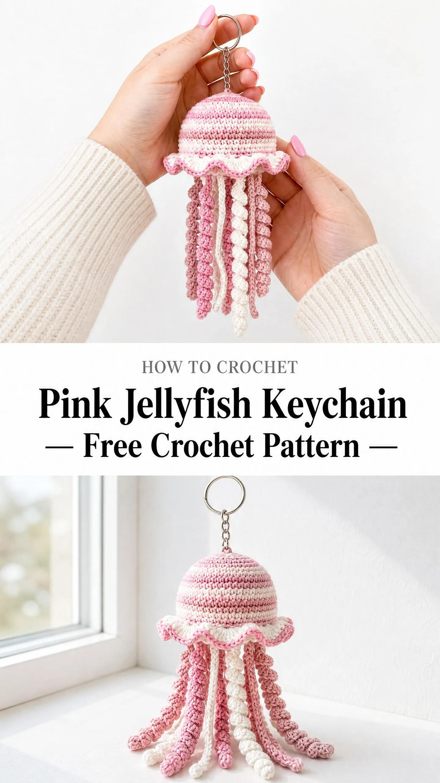 Pink Jellyfish Keychain Free Crochet Pattern