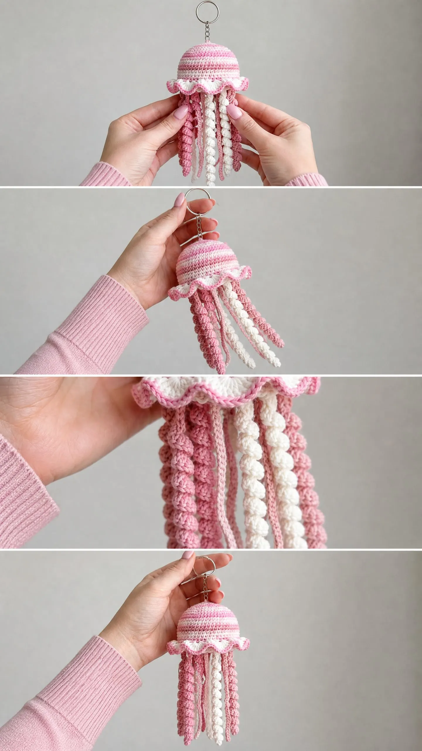 Pink Jellyfish Keychain Free Crochet Pattern