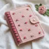 Pink Rosebud Book Cover Free Crochet Pattern