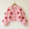 Pink Strawberry Cropped Cardigan Free Crochet Pattern